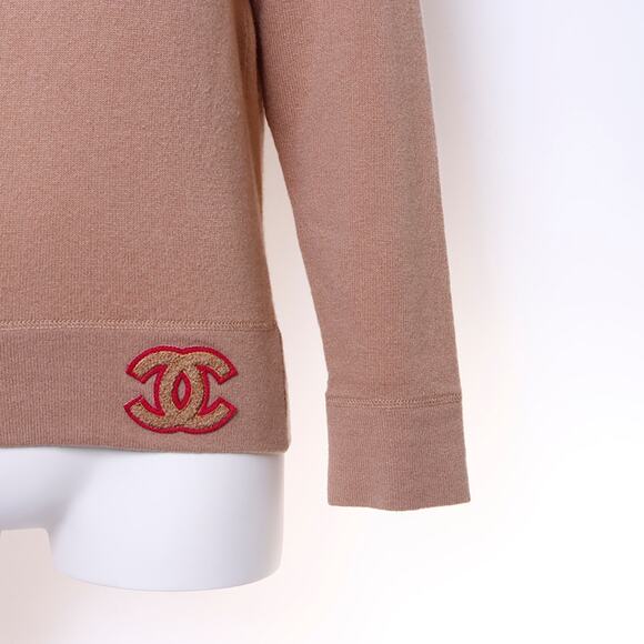 Authentic CHANEL Cashmere Knit Sweater Jumper Pullover Brown 38 - Picture 9 of 10